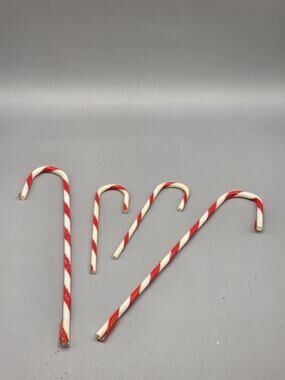Lot of 4 Vintage Plastic Candy Cane Ornaments Red White Striped Holiday Decor...